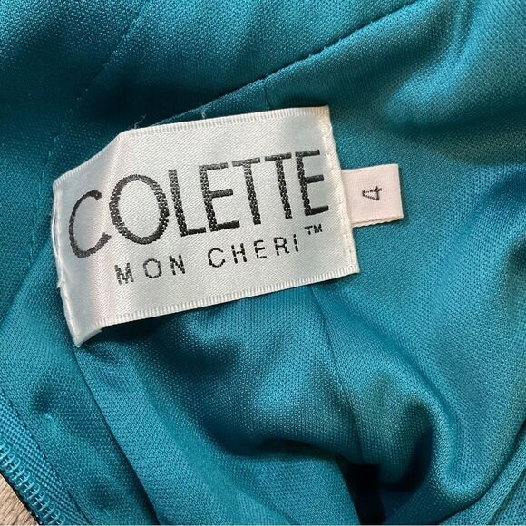 NEW COLETTE for MON CHERI liquid turquoise sparkle gown maxi prom formal dress 4 - Picture 6 of 10